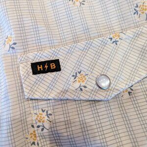 Howler Bros H Bar B Pearl Button Snap Shirt Vintage Grid Floral Medium